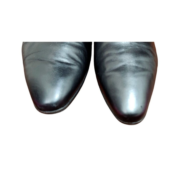 Manolo Blahnik Tall Black Leather Boots EU 36 US 6 Low Heel Italy Luxury - Picture 4 of 15